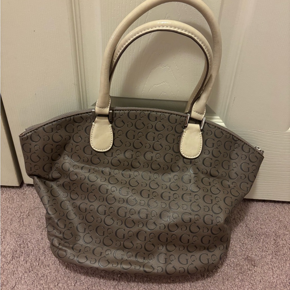 Brown Guess Patterned Handbag - image 3
